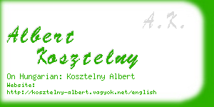 albert kosztelny business card